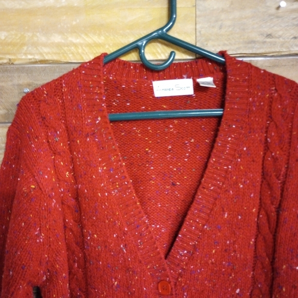 Vintage Red Button Front Cardigan with Pockets Wool Blend by Amanda Scott 1X - Picture 5 of 11